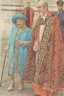 Canon Anthony Harvey with the Queen Mother